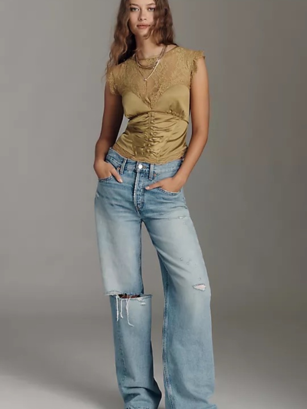 Anthropologie Shirred Silky Blouse Sz L NWT - Picture 5 of 8